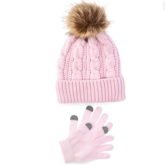 Wonder Nation Girls Pom Hat and Glove Set, 2-Piece Set - Picture 1 of 3